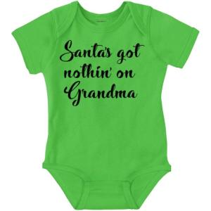 Xmas Santa’s Got Nothin On Grandma Baby Romper Boys or Girls(Apple)