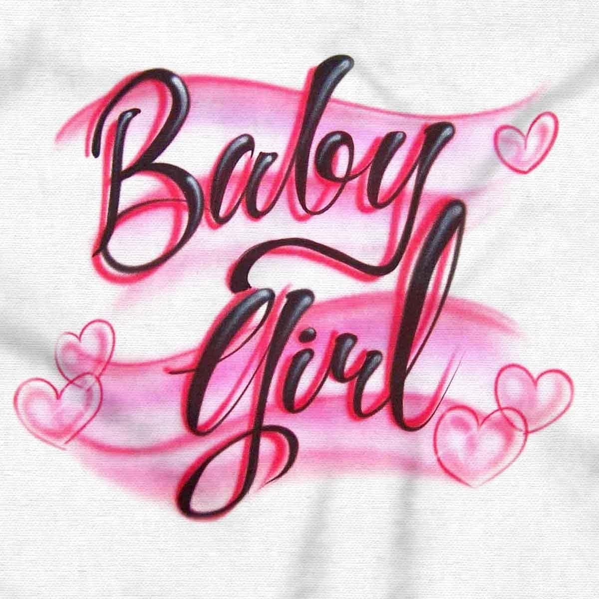 imageAirbrushed Baby Girl Hearts Love Womens Slim Fit Graphic TeeWhite