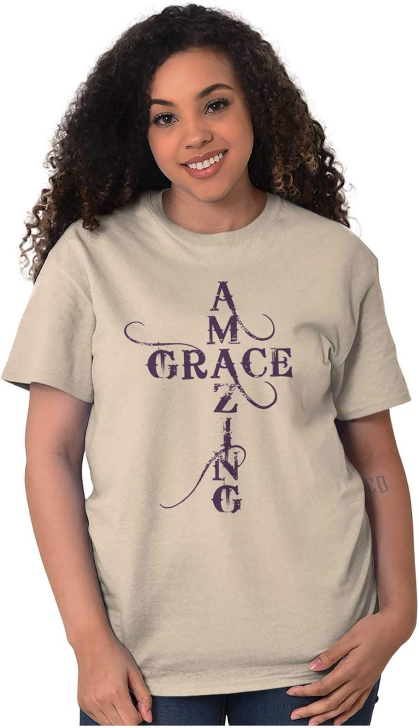 imageAmazing Grace Words in Cross Cute Womens Graphic T Shirt TeesSand