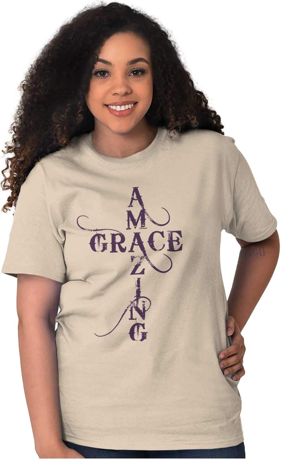 imageAmazing Grace Words in Cross Cute Womens Graphic T Shirt TeesSand