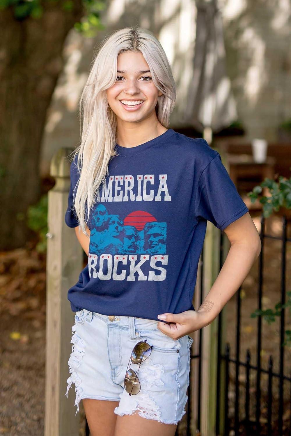 imageAmerica Rocks Mount Rushmore USA Graphic T Shirt Men or WomenNavy
