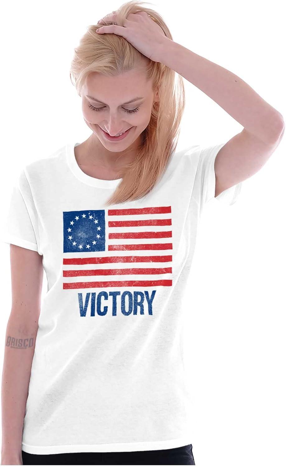 imageAmerican Colonies Flag USA Victory Womens Slim Fit Graphic TeeWhite