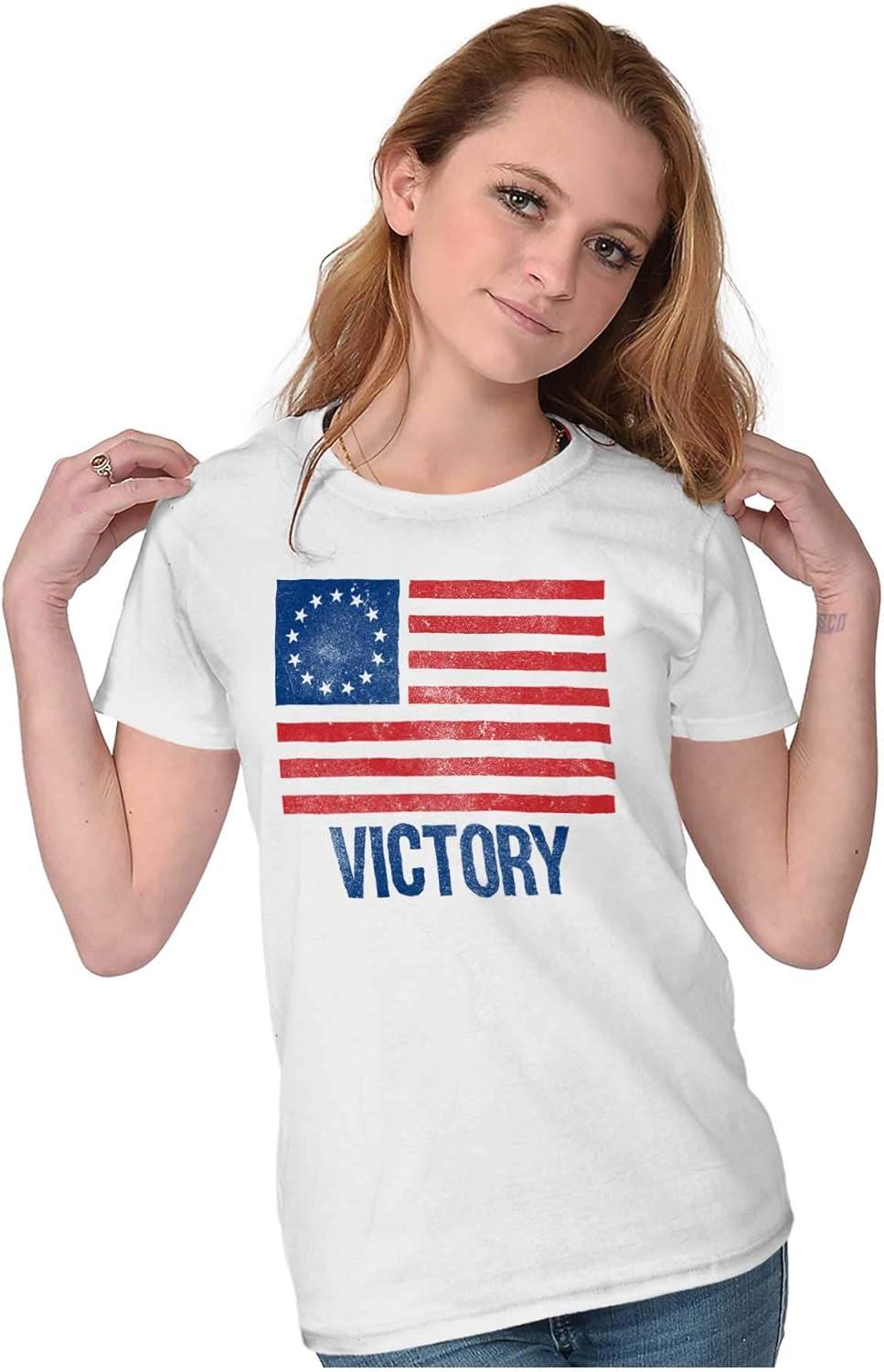 imageAmerican Colonies Flag USA Victory Womens Slim Fit Graphic TeeWhite
