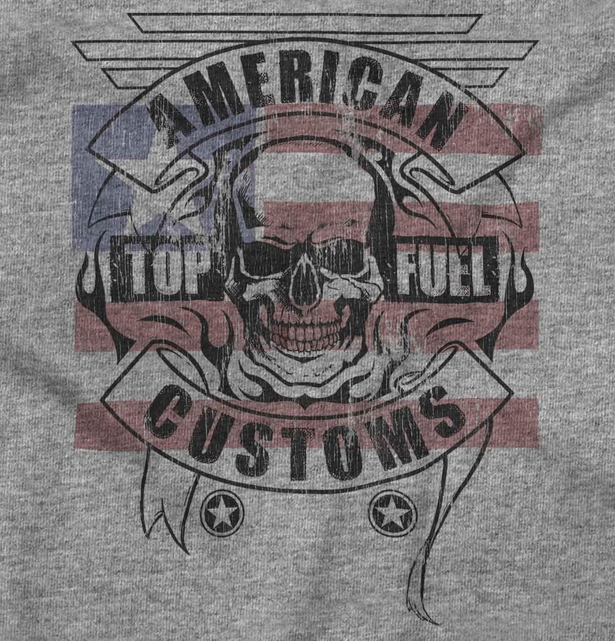 imageAmerican Customs USA Biker Skull Mens Graphic T Shirt TeesSport Grey