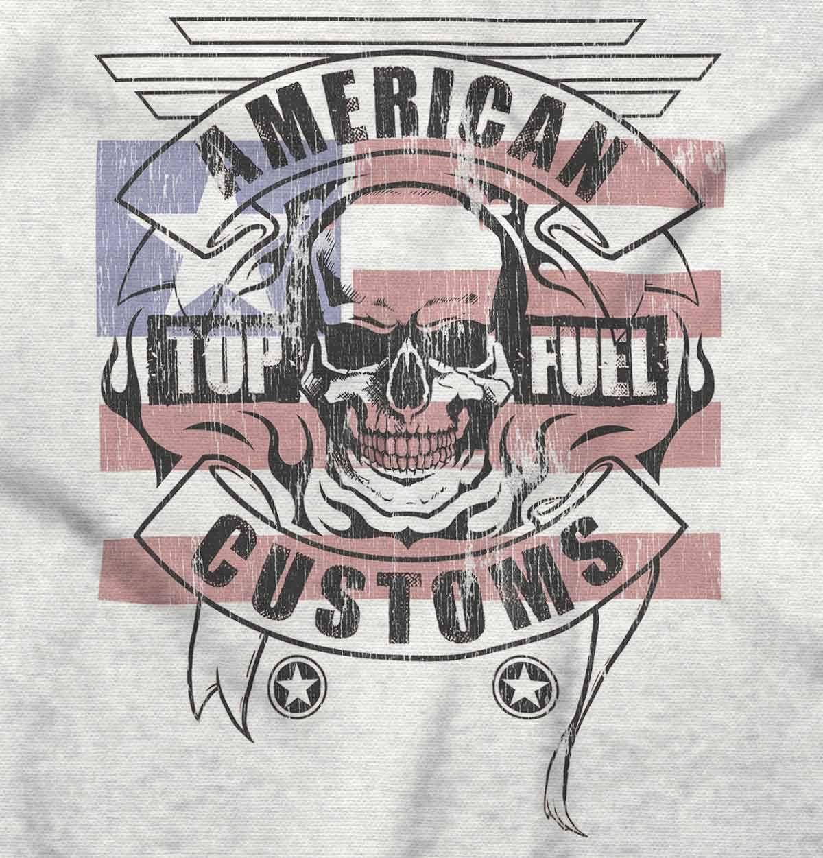 imageAmerican Customs USA Biker Skull Mens Graphic T Shirt TeesWhite