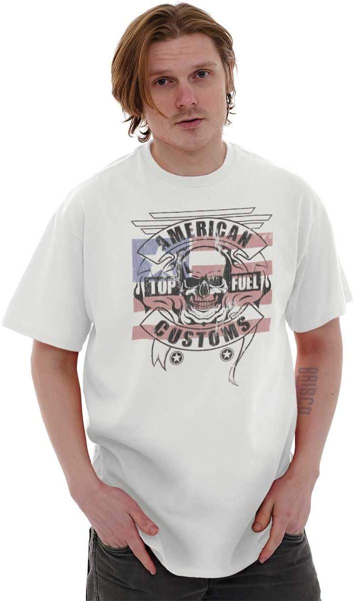 imageAmerican Customs USA Biker Skull Mens Graphic T Shirt TeesWhite