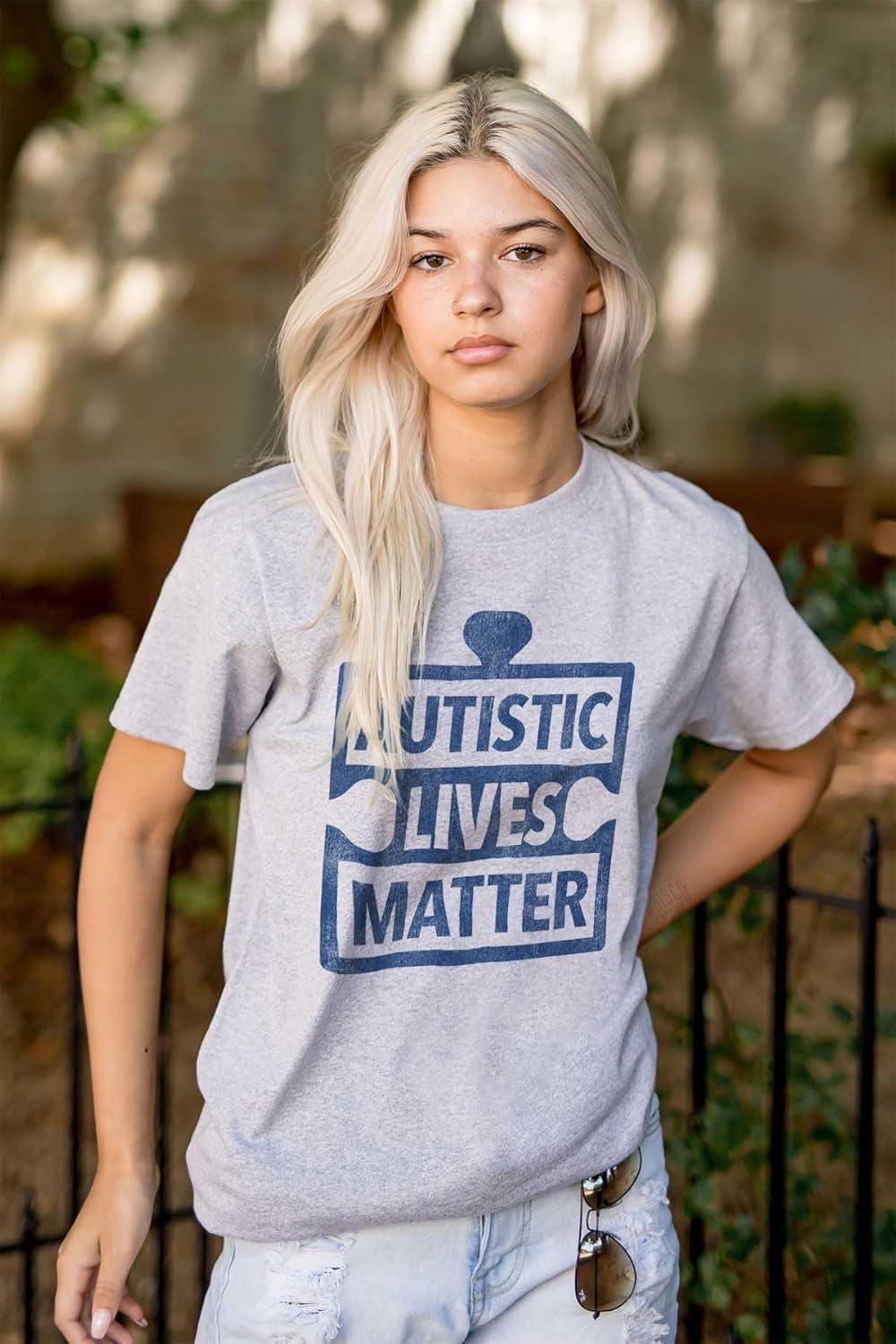 imageAutistic Lives Matter Autism Aware Graphic T Shirt Men or WomenSport Grey