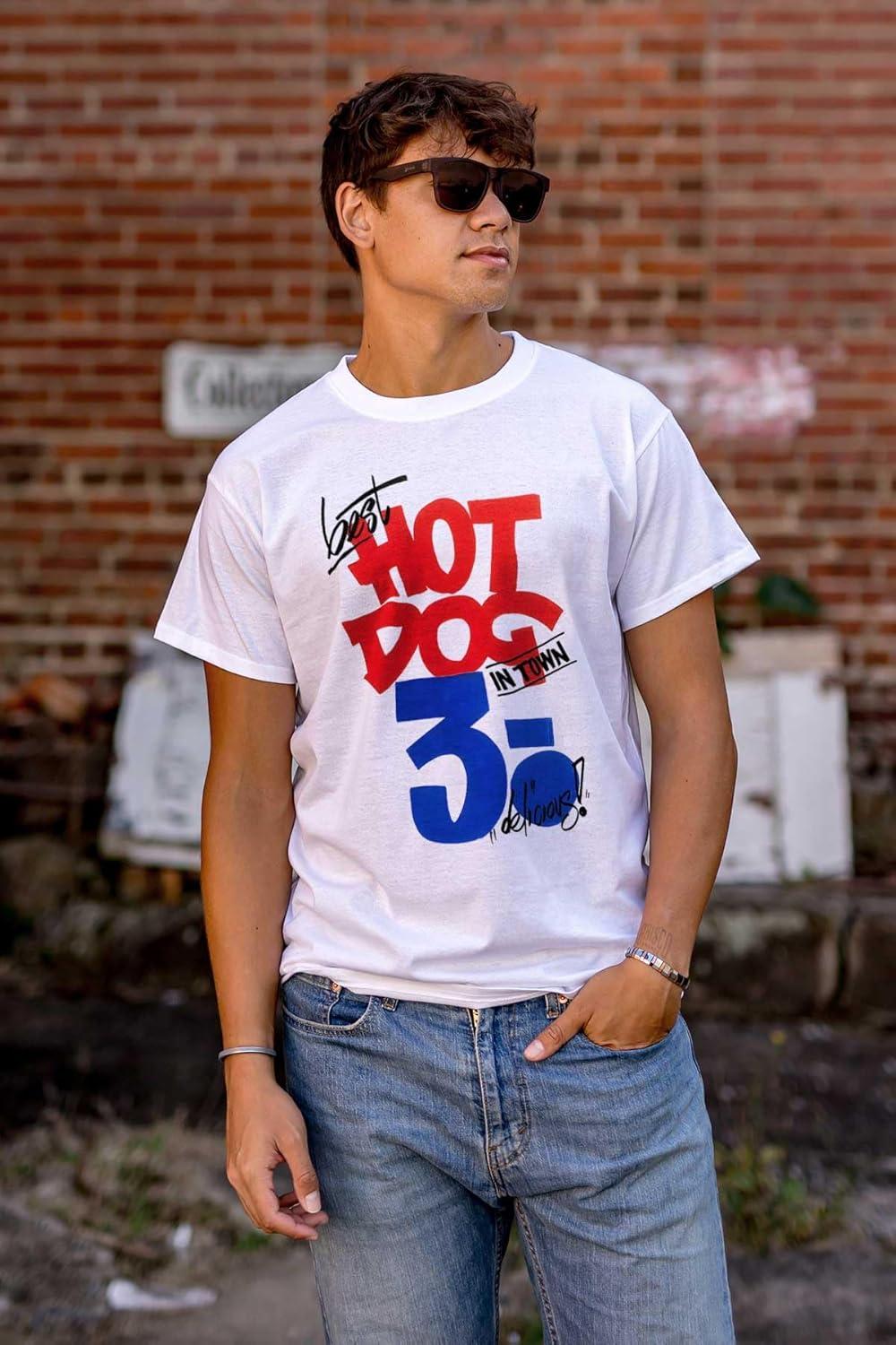 imageBest Hot Dog in Town Food Poster Graphic T Shirt Men or WomenWhite