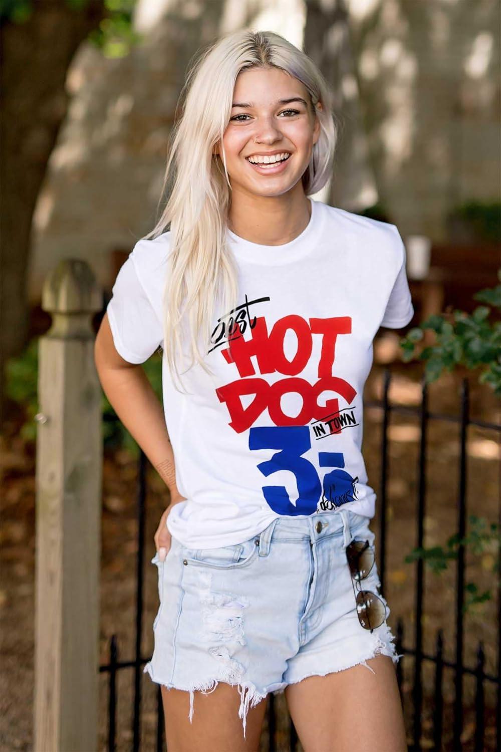 imageBest Hot Dog in Town Food Poster Graphic T Shirt Men or WomenWhite