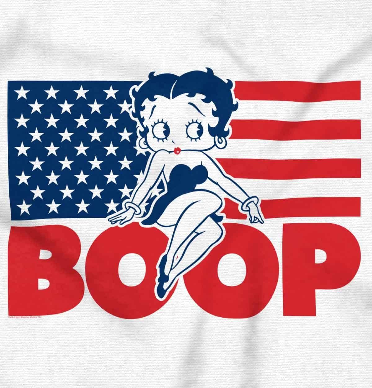 imageBetty Boop American Flag Patriotic Womens Basic Cropped Tank TopWhite