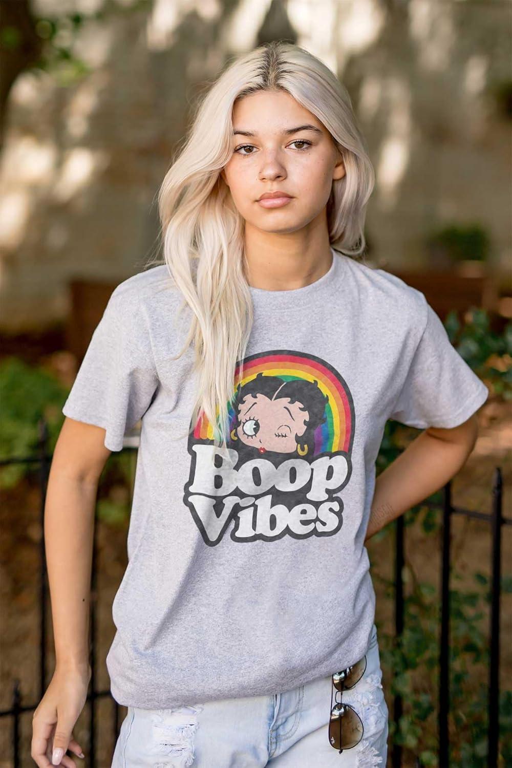 imageBetty Boop Cartoon Rainbow Quote Womens Graphic T Shirt TeesSport Grey