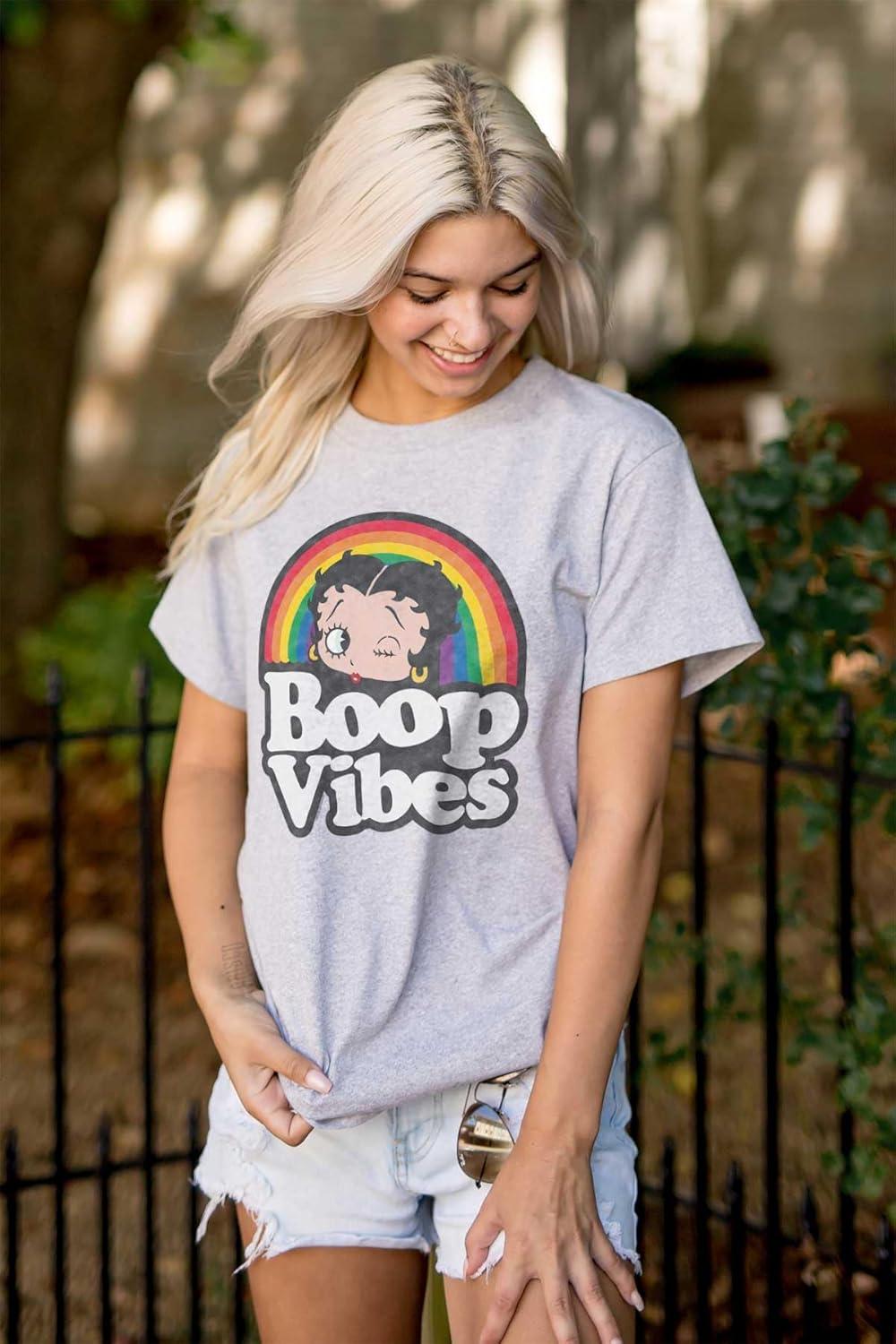 imageBetty Boop Cartoon Rainbow Quote Womens Graphic T Shirt TeesSport Grey