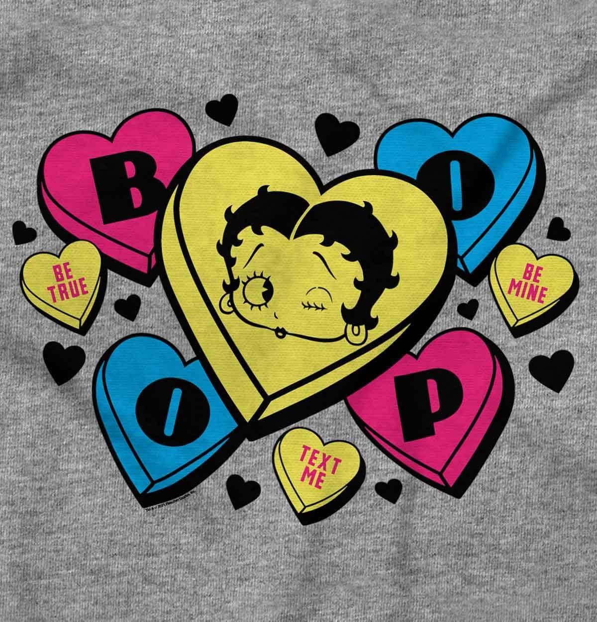 imageBetty Boop Conversation Hearts Cute Womens Slim Fit Graphic TeeSport Grey