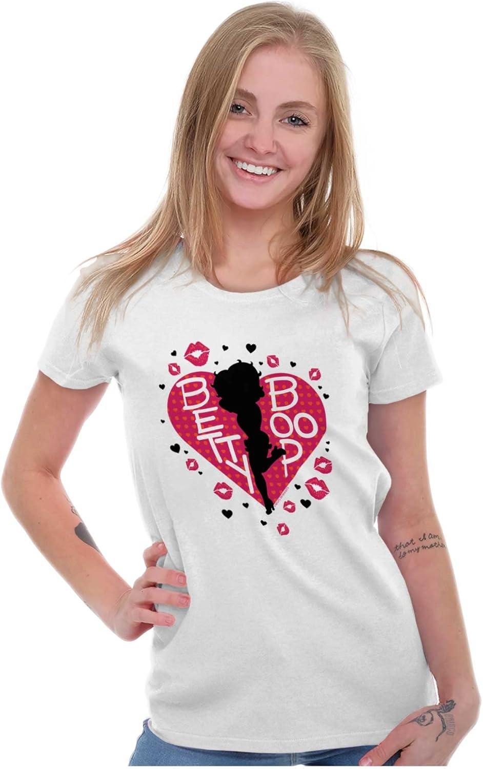 imageBetty Boop Fans Lovers Cute Heart Womens Slim Fit Graphic TeeWhite