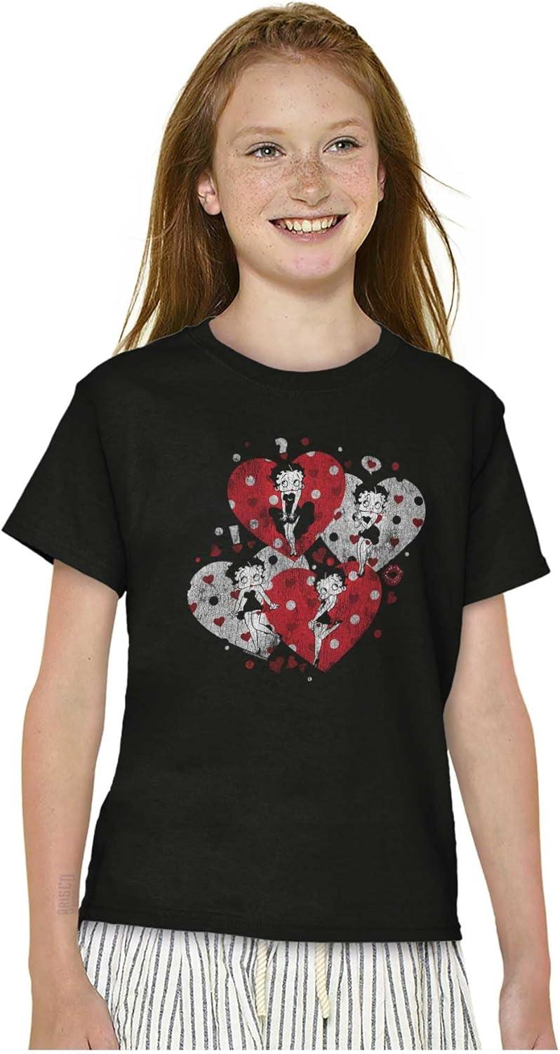 imageBetty Boop Love Hearts and Kisses Girls Kids T Shirt Tees