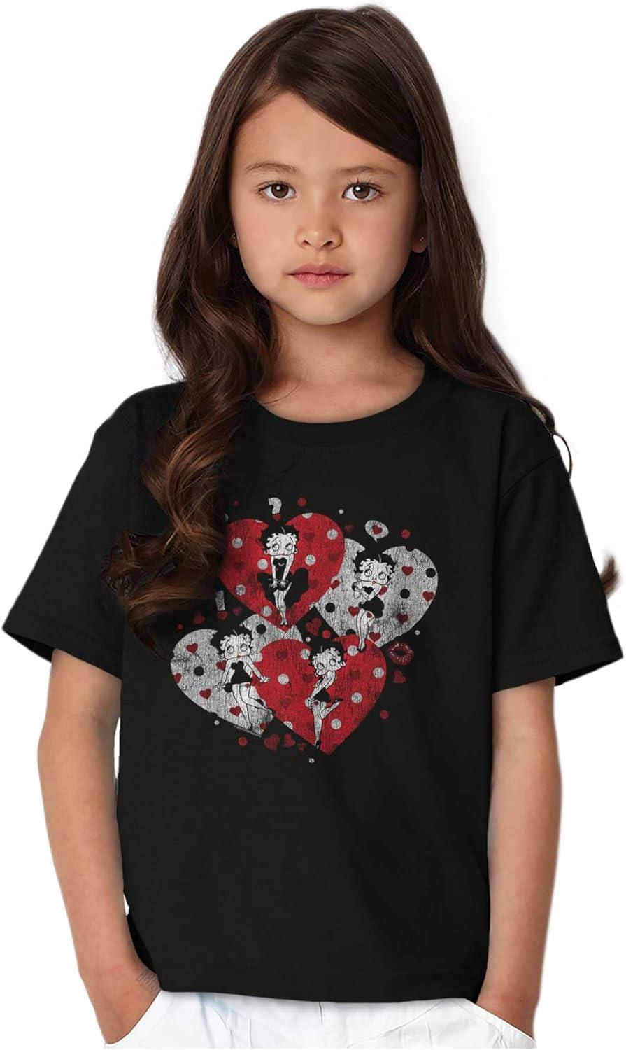 imageBetty Boop Love Hearts and Kisses Girls Kids T Shirt Tees