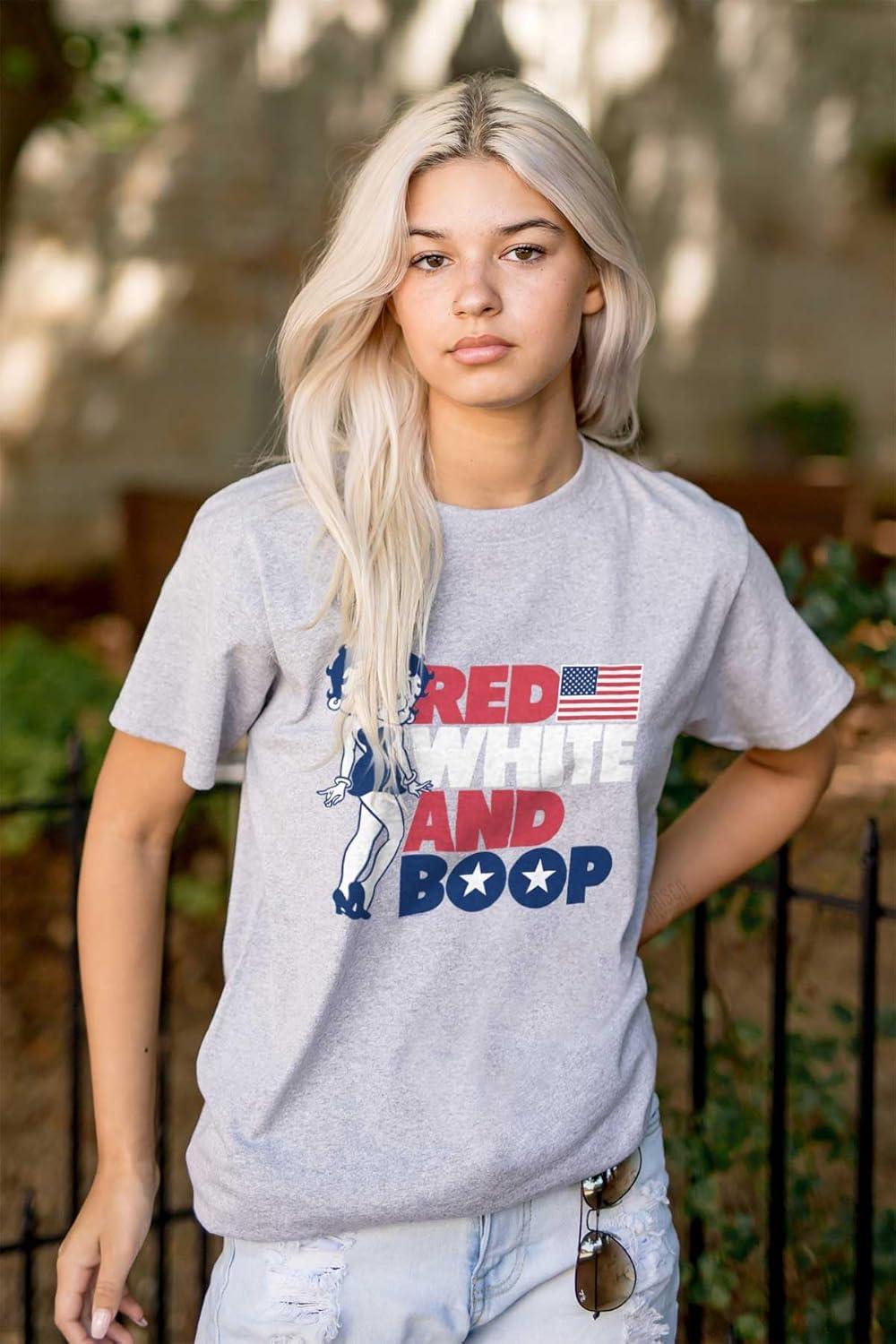 imageBetty Boop Red White Blue Patriotic Womens Graphic T Shirt TeesSport Grey