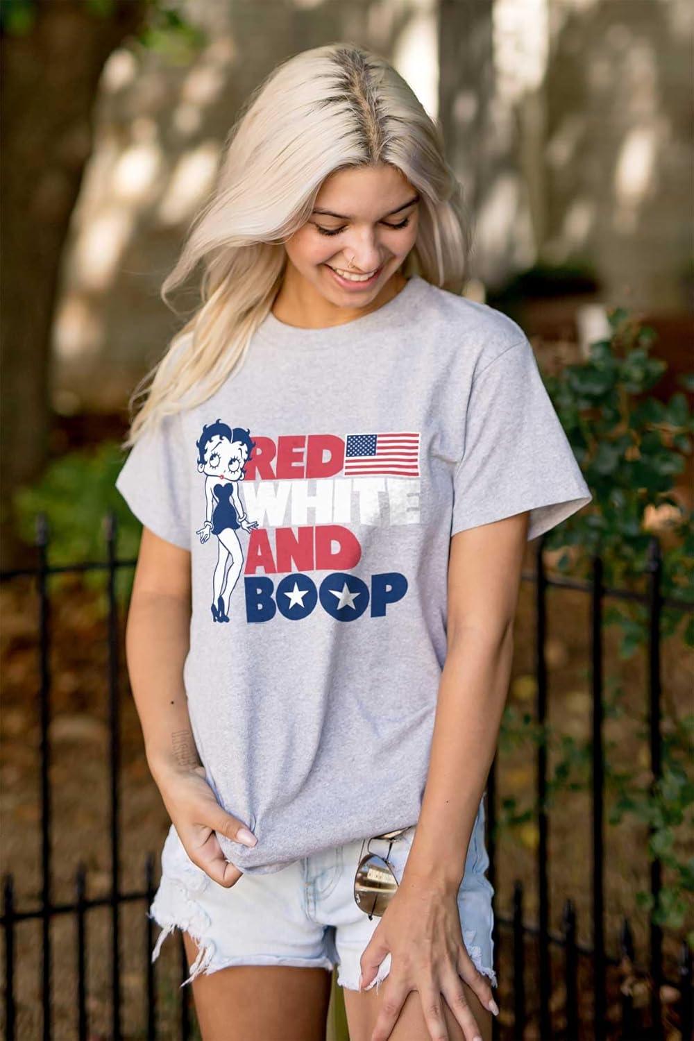 imageBetty Boop Red White Blue Patriotic Womens Graphic T Shirt TeesSport Grey