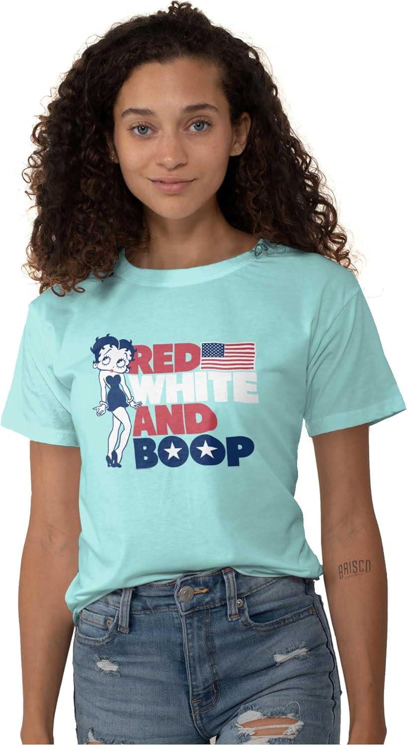 imageBetty Boop Red White Blue Patriotic Womens Raw Edge TShirtAqua