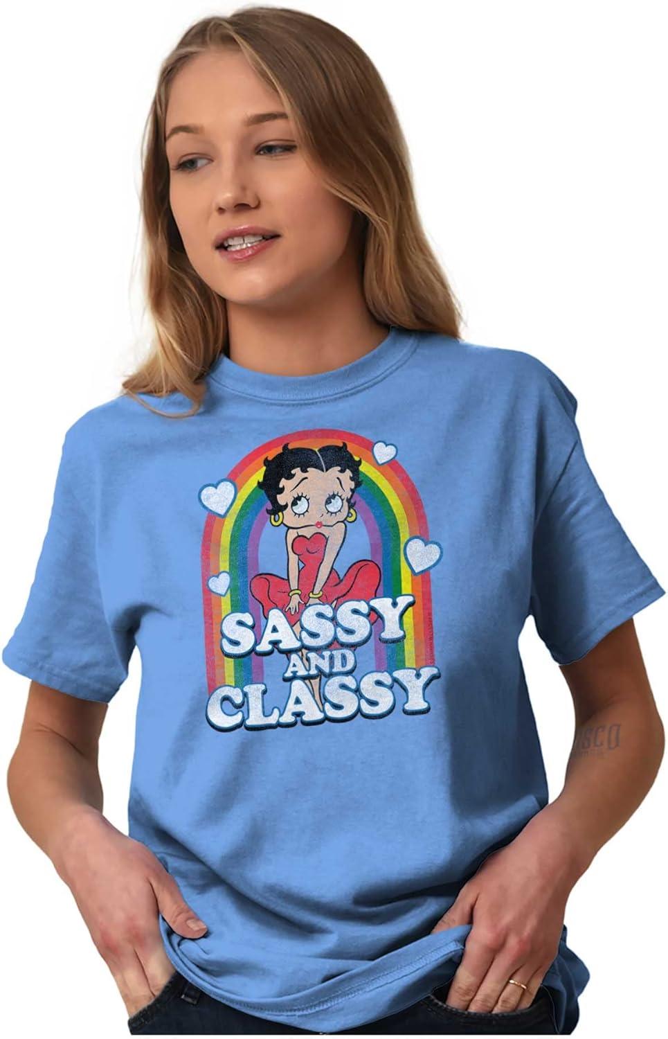 imageBetty Boop Sassy and Classy Rainbow Womens Graphic T Shirt TeesCarolina Blue