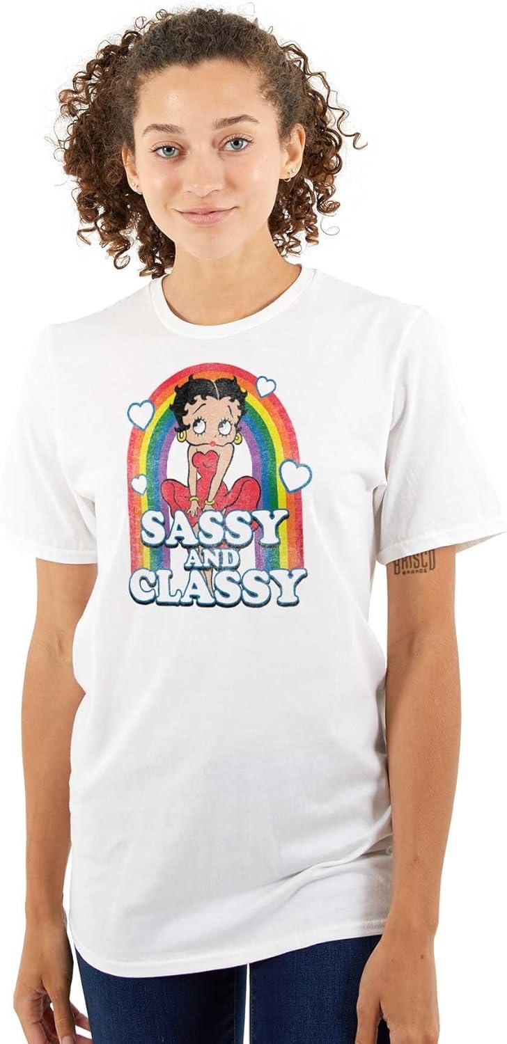 imageBetty Boop Sassy and Classy Rainbow Womens Graphic T Shirt TeesWhite