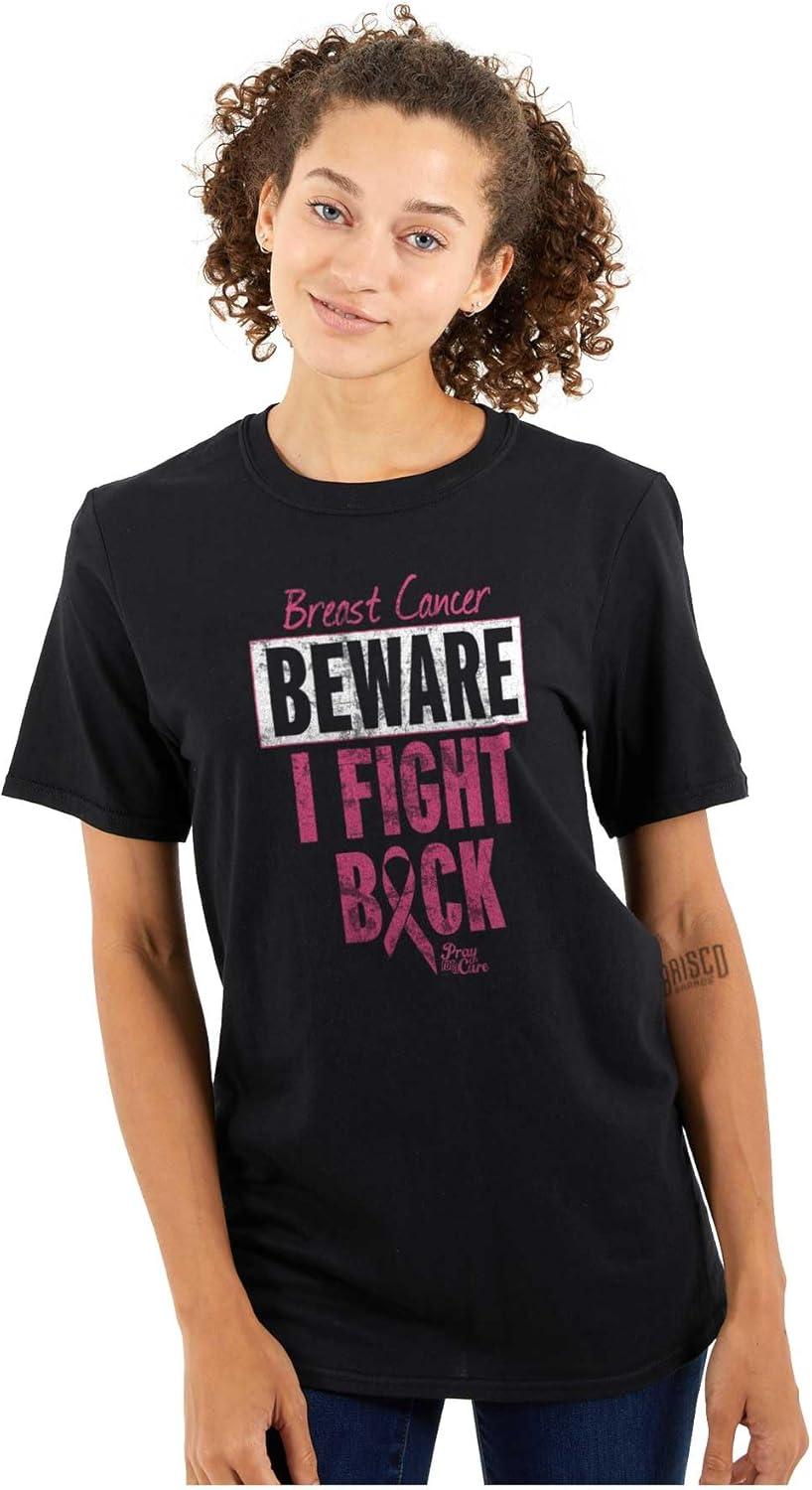 imageBeware Fight Back Breast Cancer Pink Womens Graphic T Shirt TeesBlack