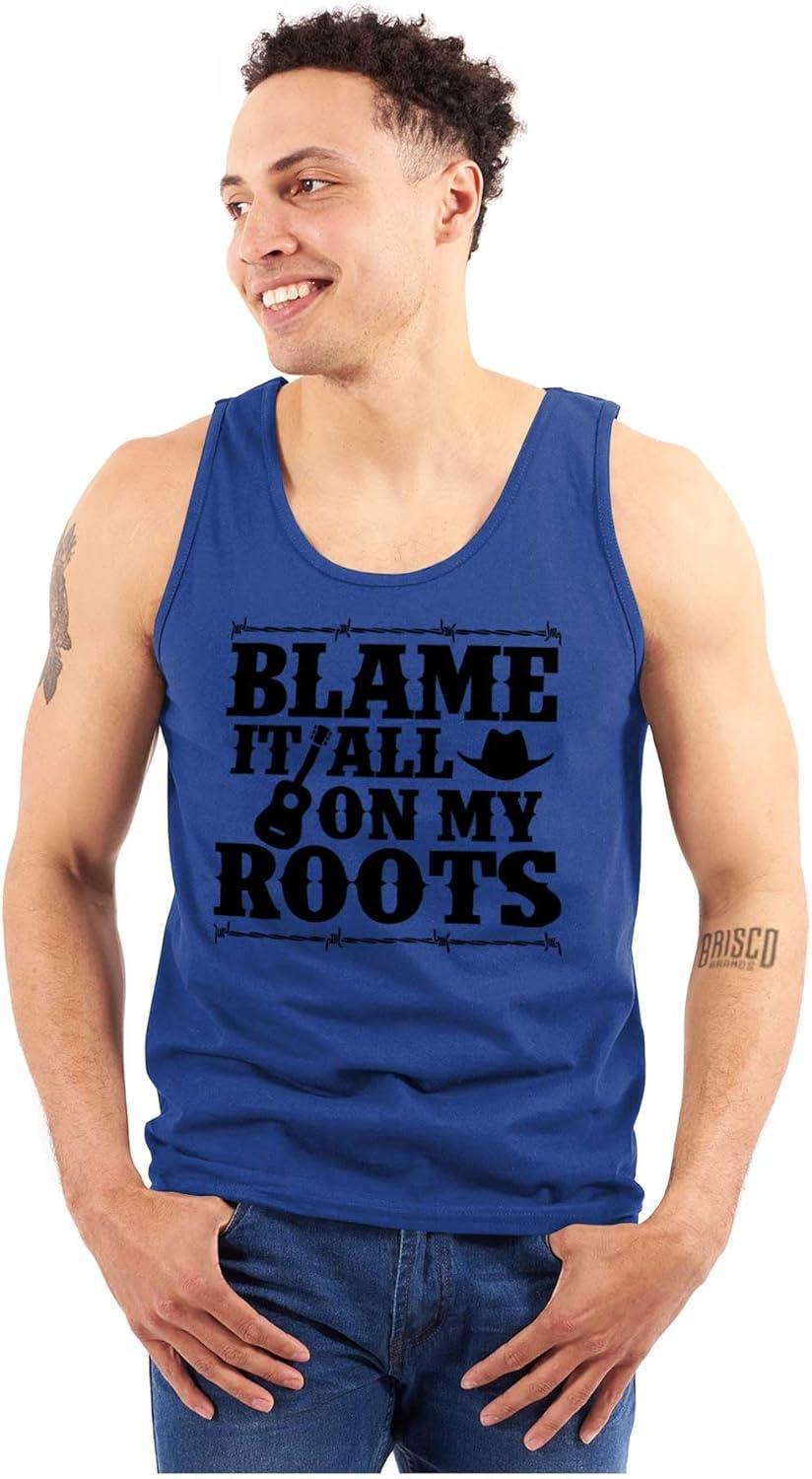 imageBlame It On My Roots Country Music Tank Top T Shirts Men WomenRoyal