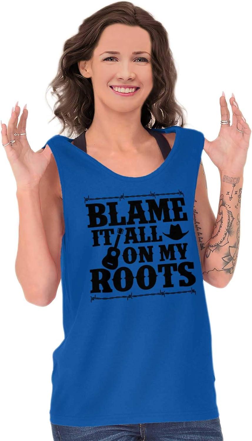 imageBlame It On My Roots Country Music Tank Top T Shirts Men WomenRoyal