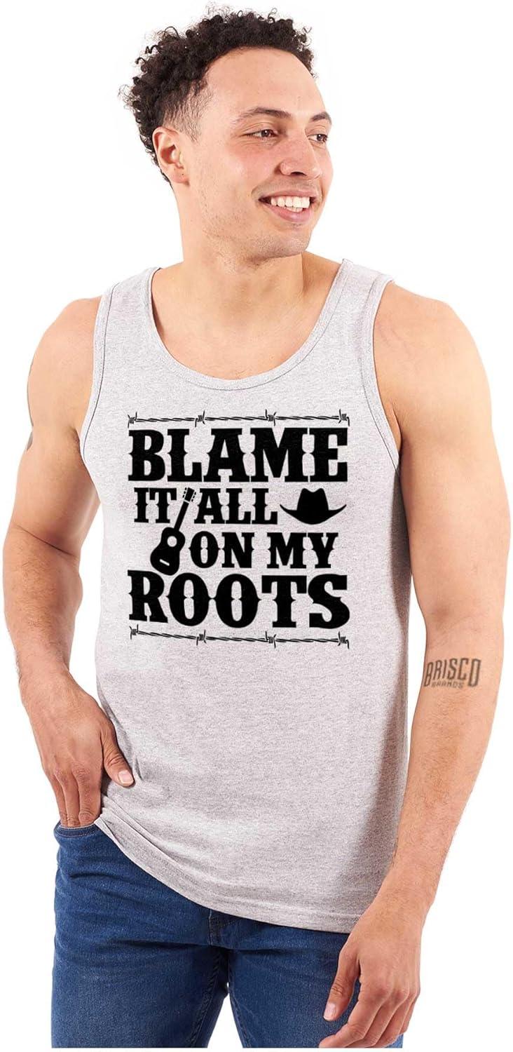 imageBlame It On My Roots Country Music Tank Top T Shirts Men WomenSport Grey