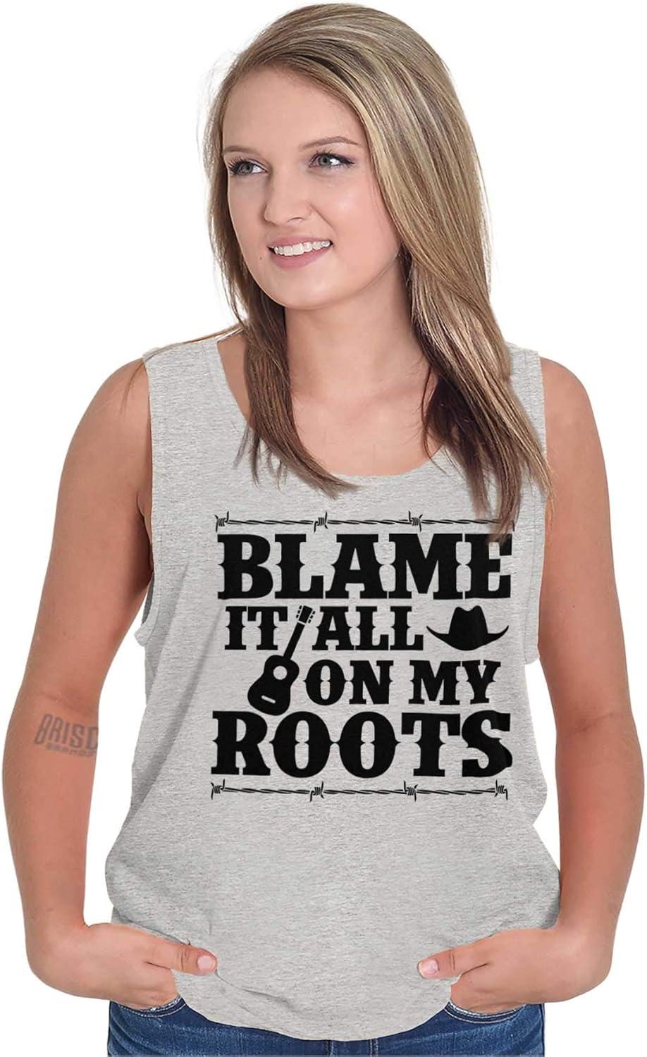 imageBlame It On My Roots Country Music Tank Top T Shirts Men WomenSport Grey