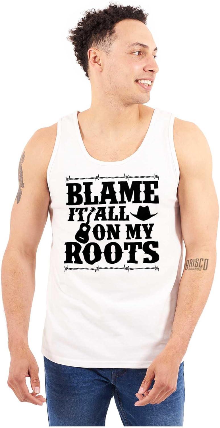 imageBlame It On My Roots Country Music Tank Top T Shirts Men WomenWhite