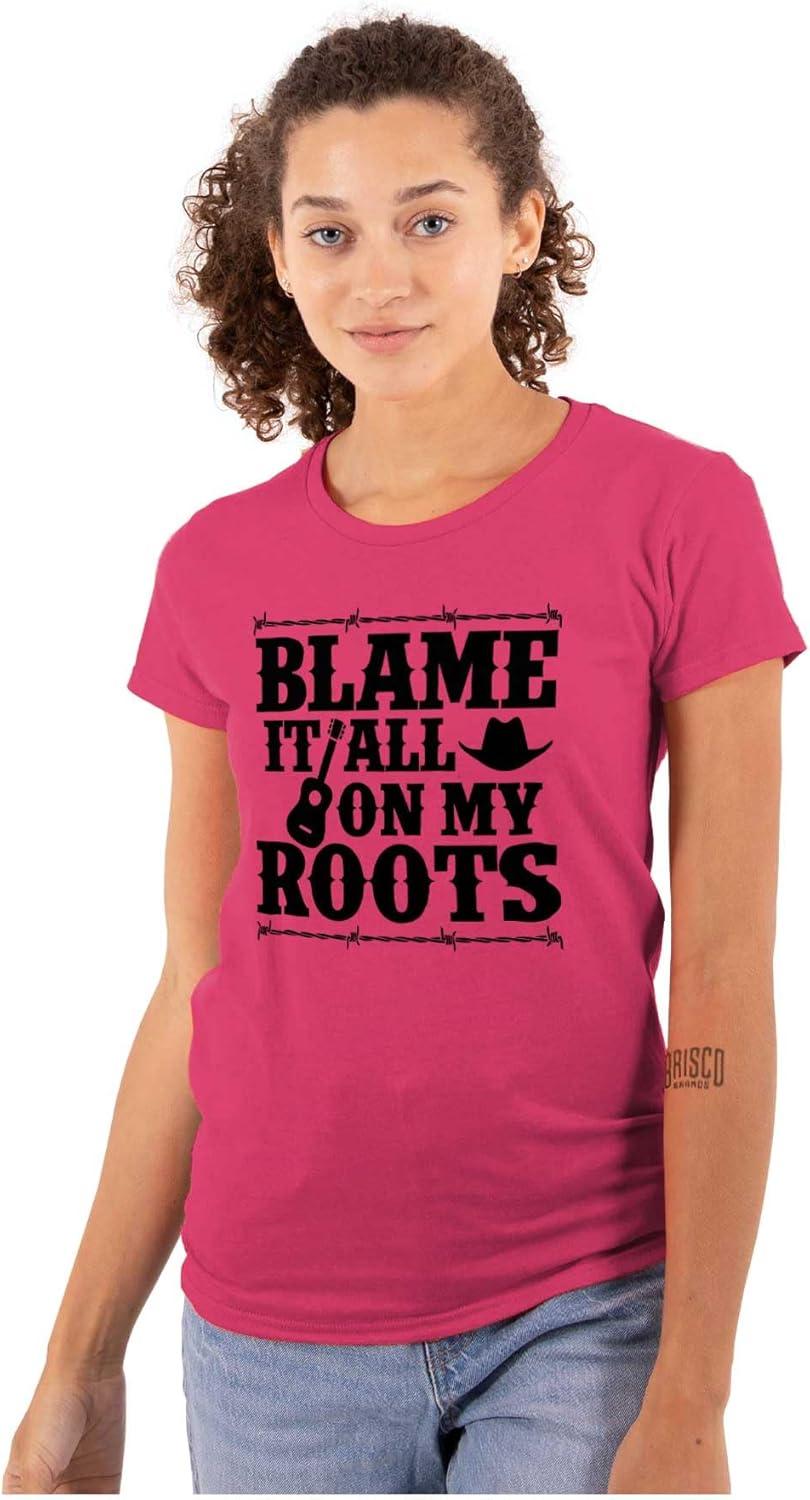 imageBlame It On My Roots Country Music Womens Slim Fit Graphic TeeHeliconia