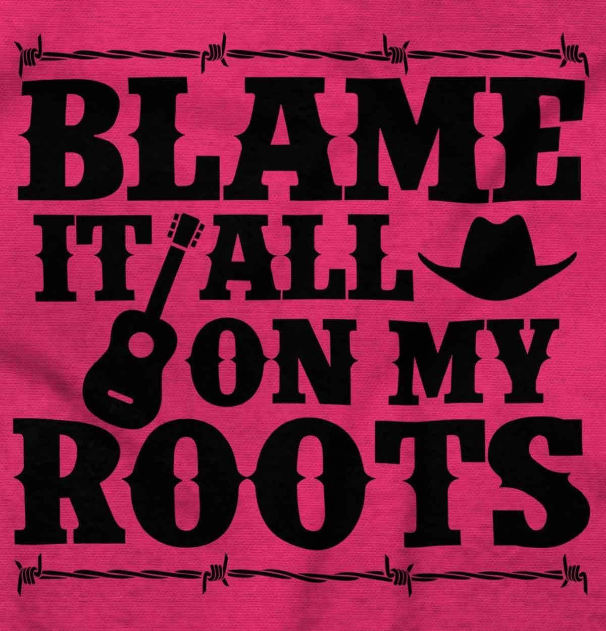 imageBlame It On My Roots Country Music Womens Slim Fit Graphic TeeHeliconia