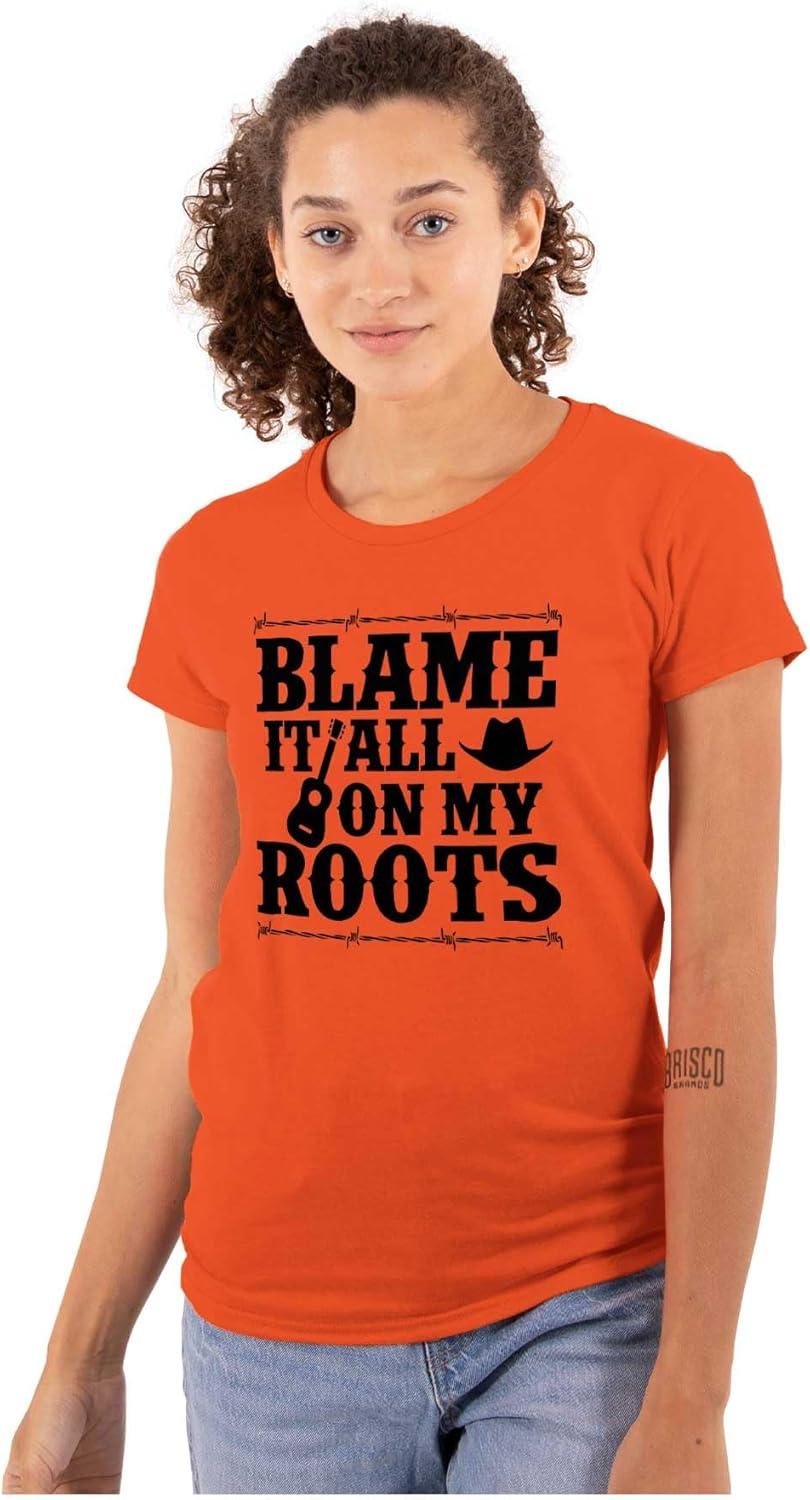 imageBlame It On My Roots Country Music Womens Slim Fit Graphic TeeOrange