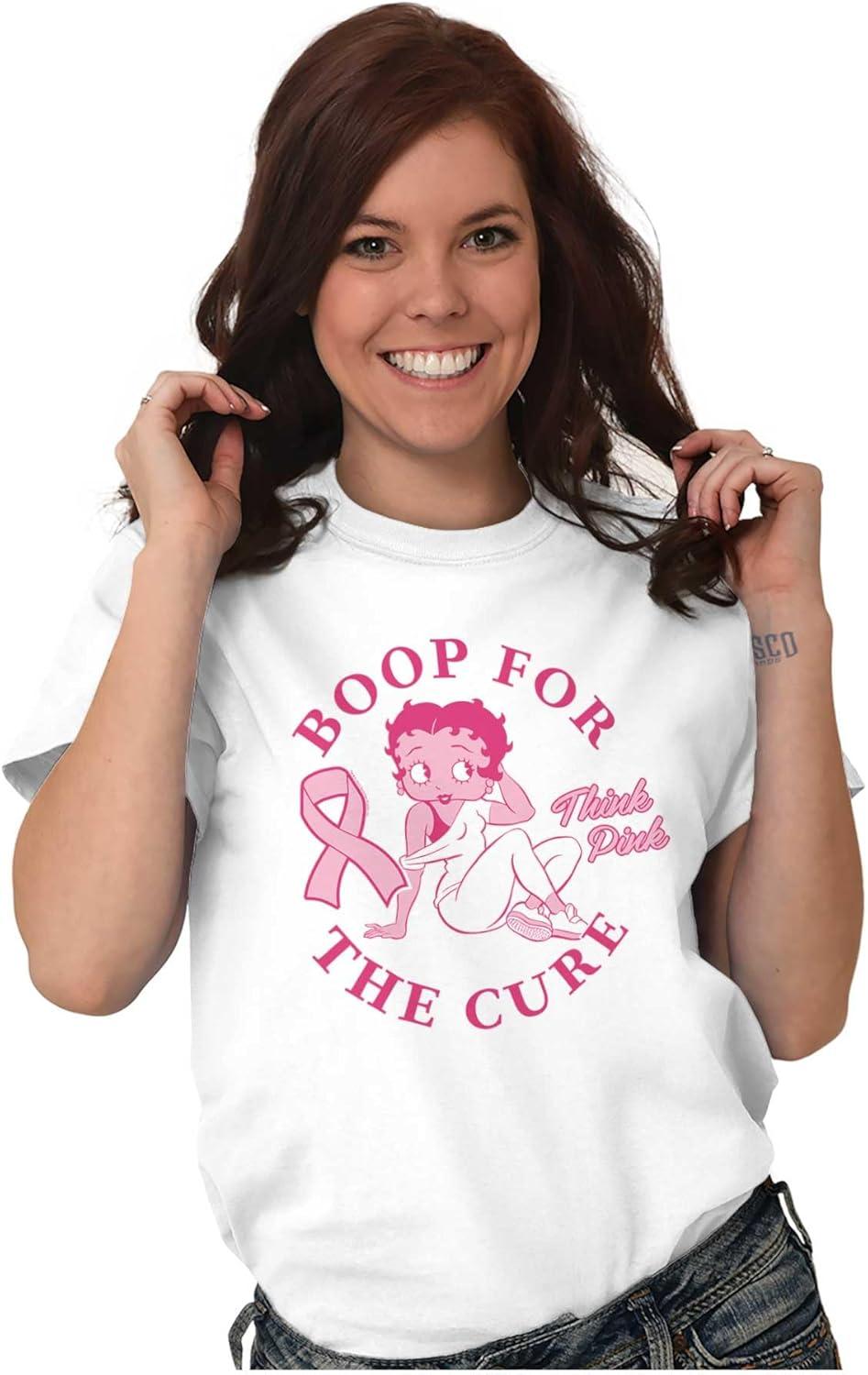 imageBreast Cancer Betty Boop for The Cure Womens Graphic T Shirt TeesWhite