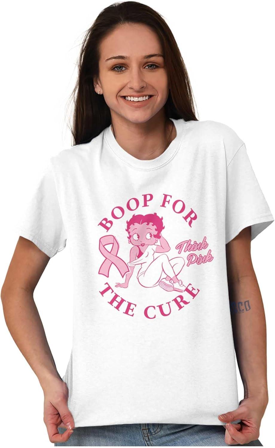 imageBreast Cancer Betty Boop for The Cure Womens Graphic T Shirt TeesWhite