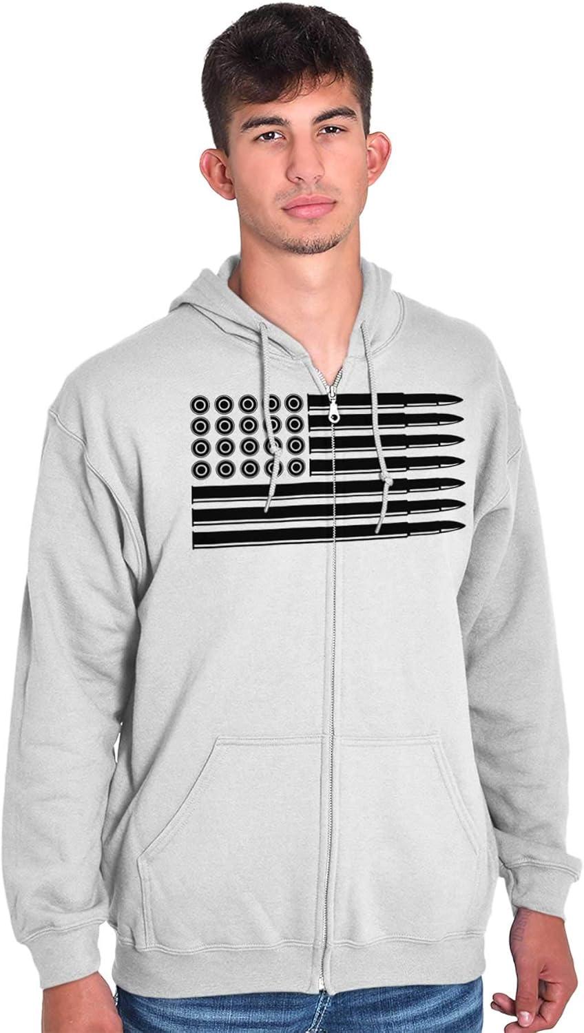 imageBrisco Brands Ammo Bullet 2nd Amendment Flag Zip Up Hoodie Mens WomensWhite