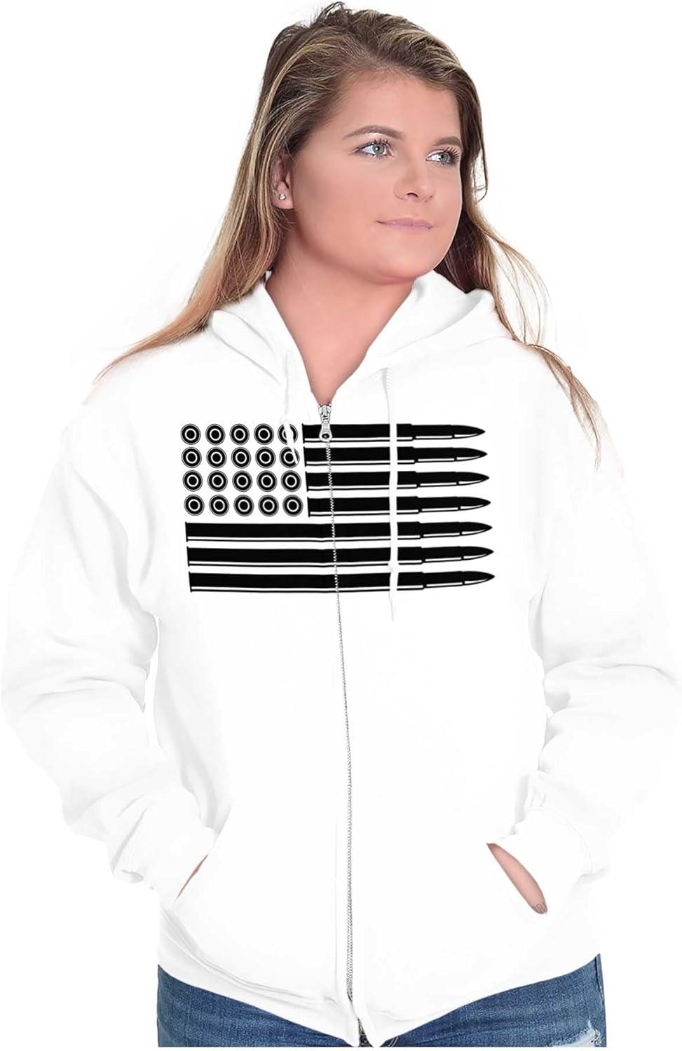 imageBrisco Brands Ammo Bullet 2nd Amendment Flag Zip Up Hoodie Mens WomensWhite
