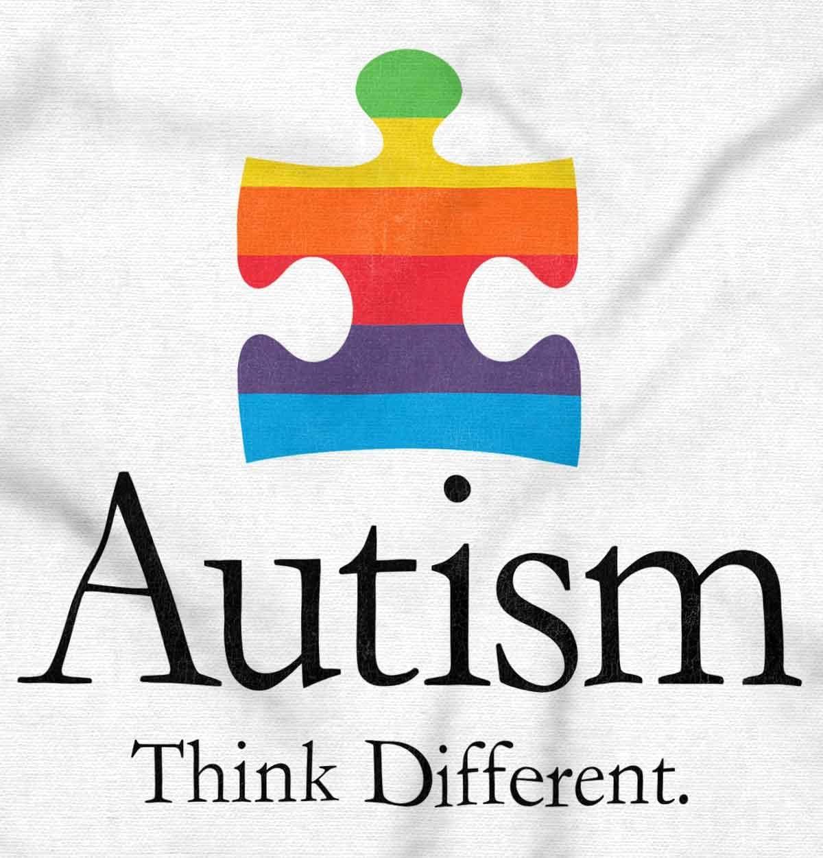 imageBrisco Brands Autism Puzzle Piece Think Different Graphic T Shirt Men or WomenWhite