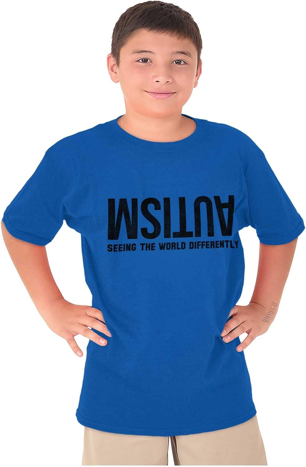 imageBrisco Brands Autism Seeing The World Differently Crewneck T Shirts Boy GirlRoyal