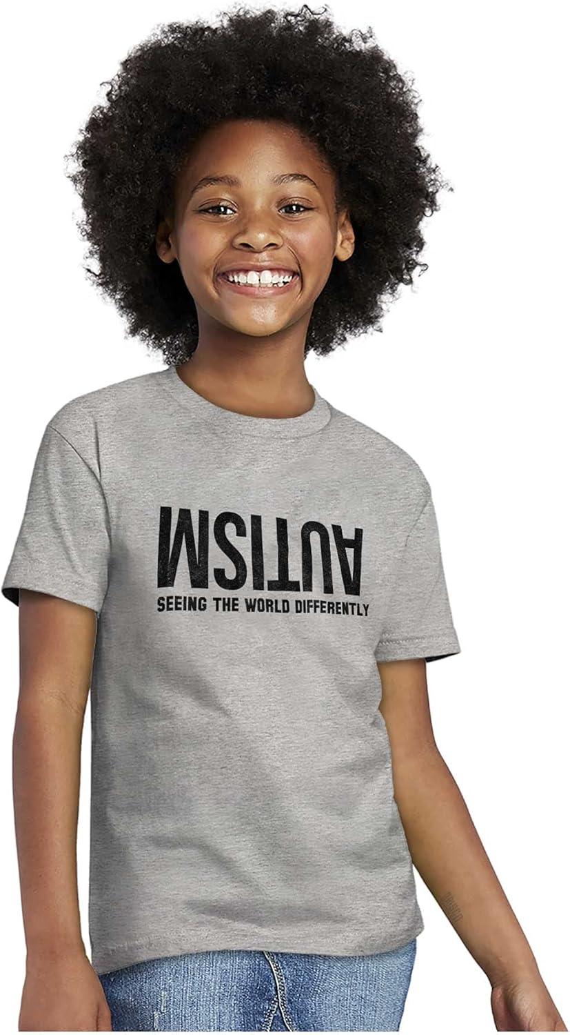 imageBrisco Brands Autism Seeing The World Differently Crewneck T Shirts Boy GirlSport Grey