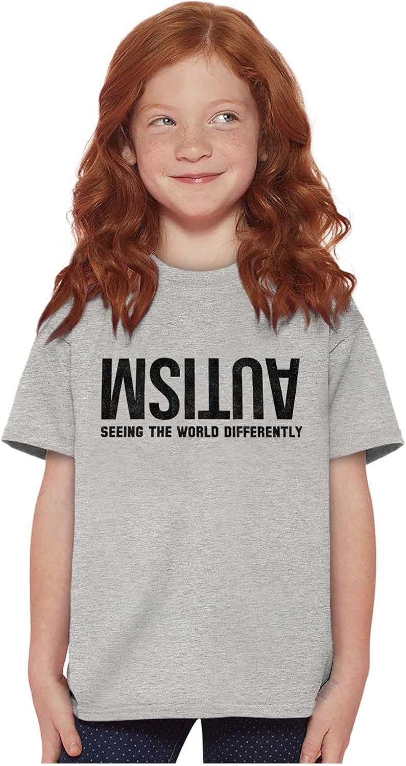 imageBrisco Brands Autism Seeing The World Differently Crewneck T Shirts Boy GirlSport Grey
