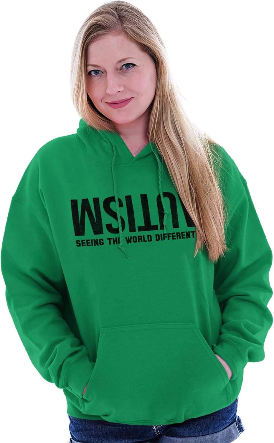 imageBrisco Brands Autism Seeing the World Differently Hoodie Sweatshirt Women MenIrish Green
