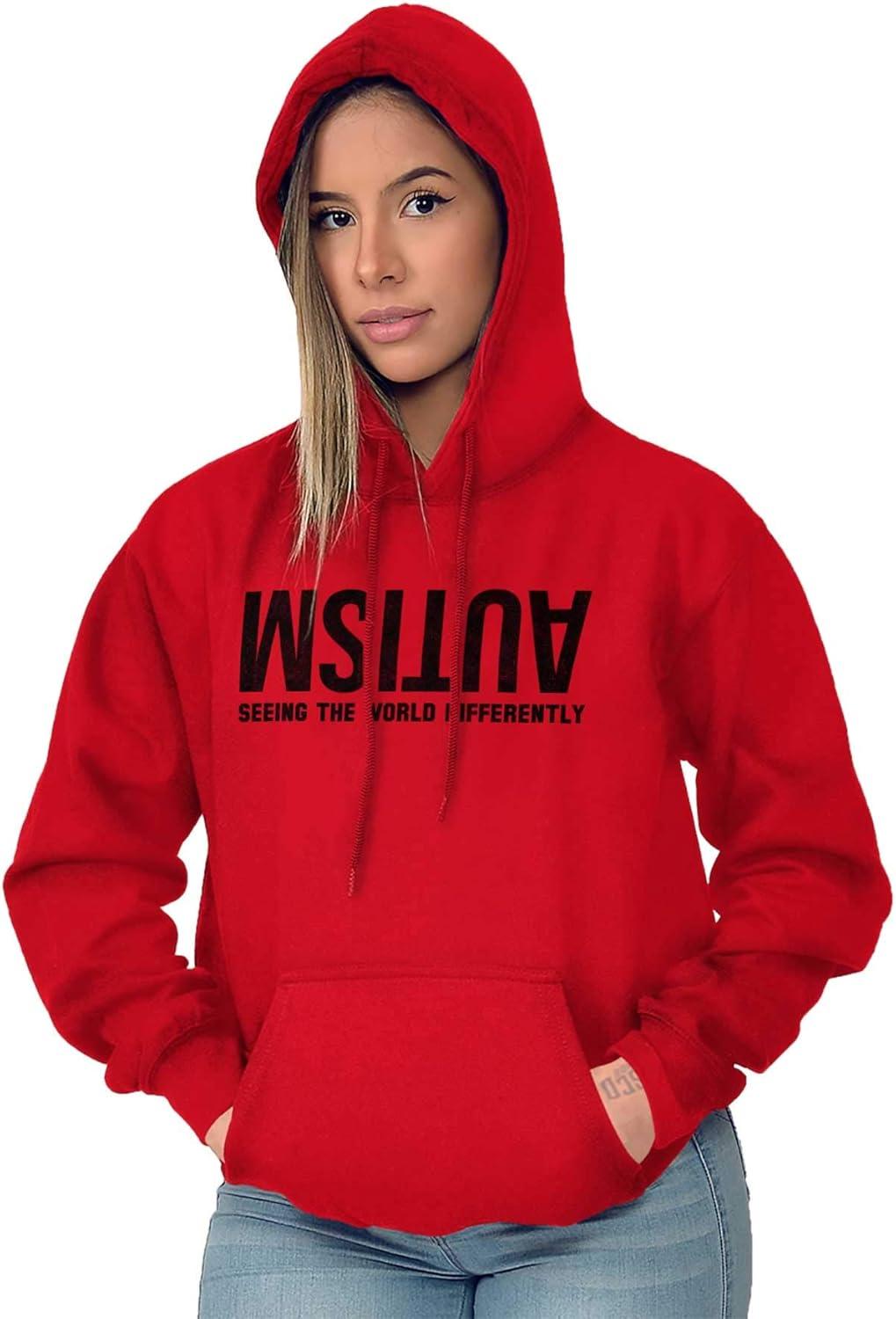 imageBrisco Brands Autism Seeing the World Differently Hoodie Sweatshirt Women MenRed