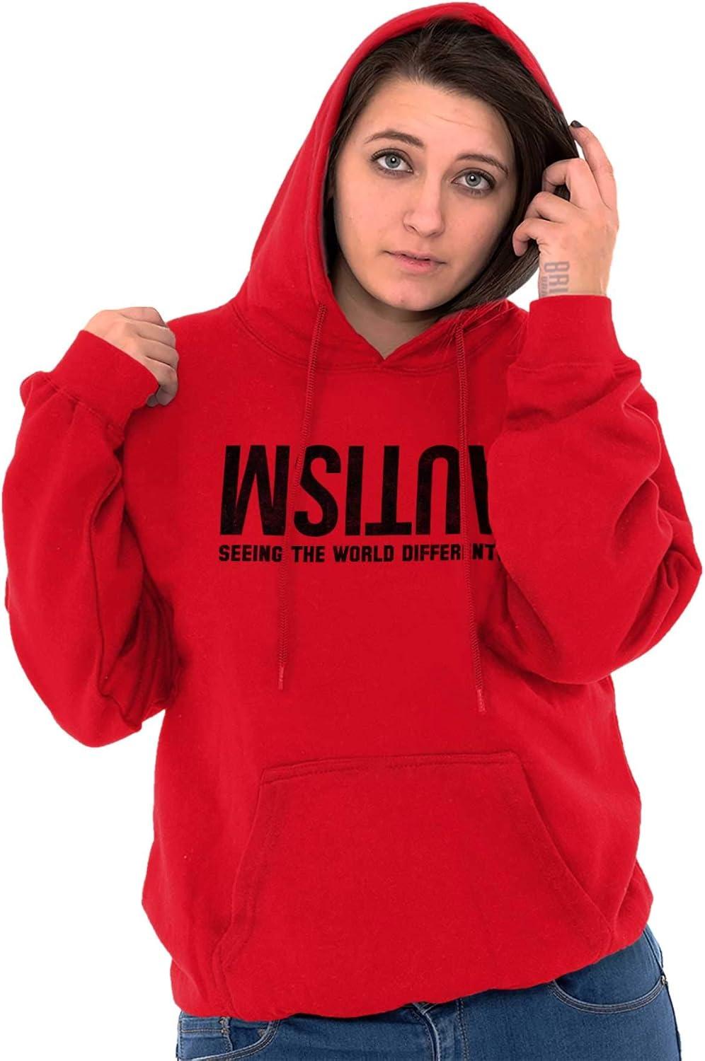imageBrisco Brands Autism Seeing the World Differently Hoodie Sweatshirt Women MenRed
