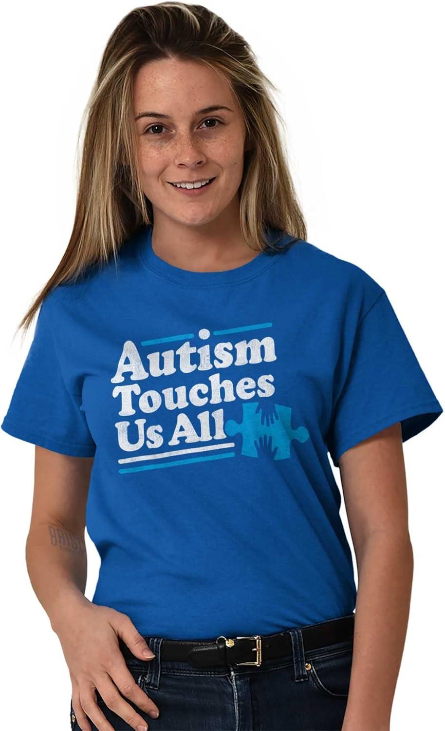 imageBrisco Brands Autism Touches Us All Puzzle Piece Graphic T Shirt Men or WomenRoyal