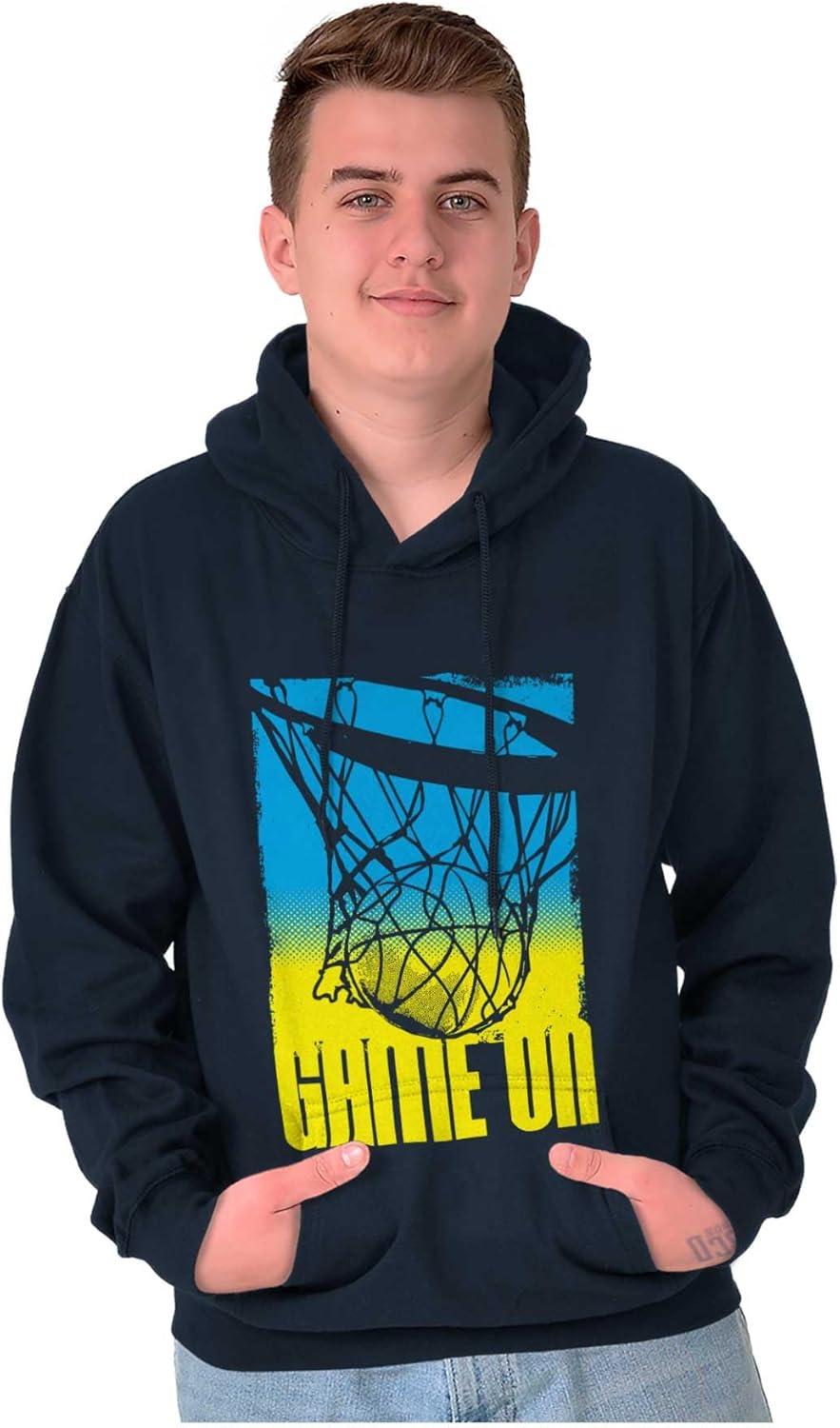 imageBrisco Brands Basketball Hoop Athlete Game On Hoodie Hooded Sweatshirt MenNavy