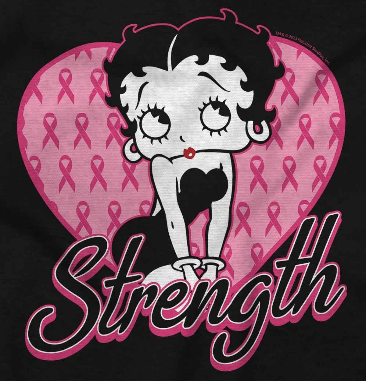 imageBrisco Brands Betty Boop Breast Cancer Strength Zip Hoodie Sweatshirt Women
