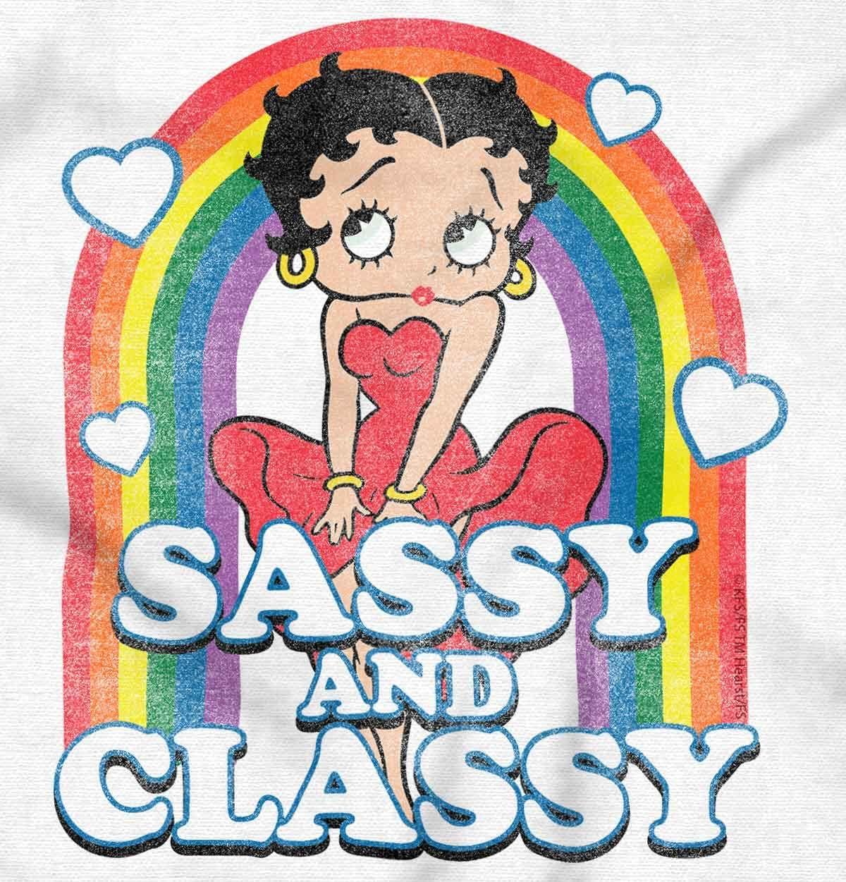 imageBrisco Brands Betty Boop Sassy and Classy Rainbow Hoodie Sweatshirt WomenWhite