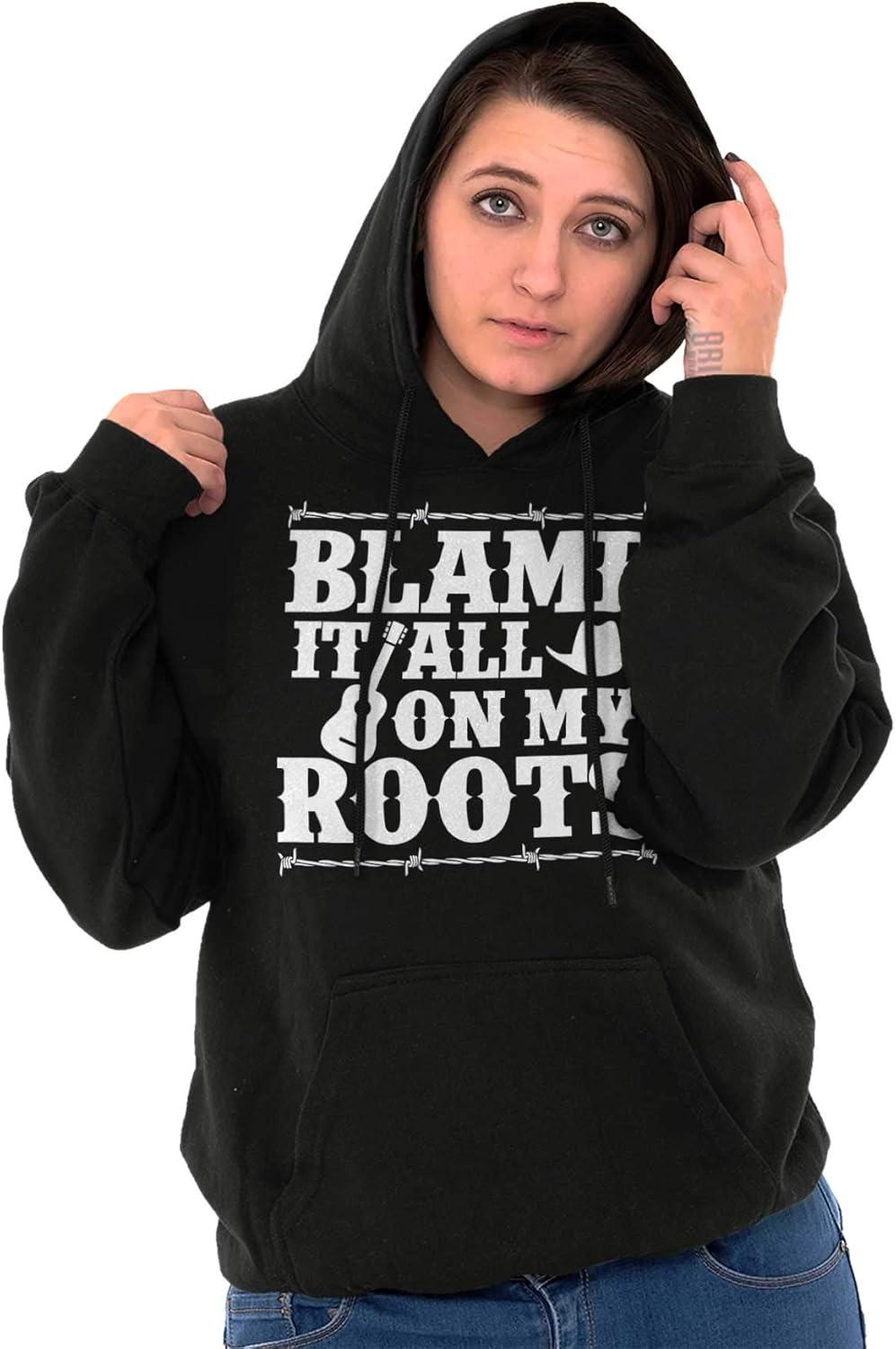 imageBrisco Brands Blame It On My Roots Country Music Hoodie Sweatshirt Women MenBlack